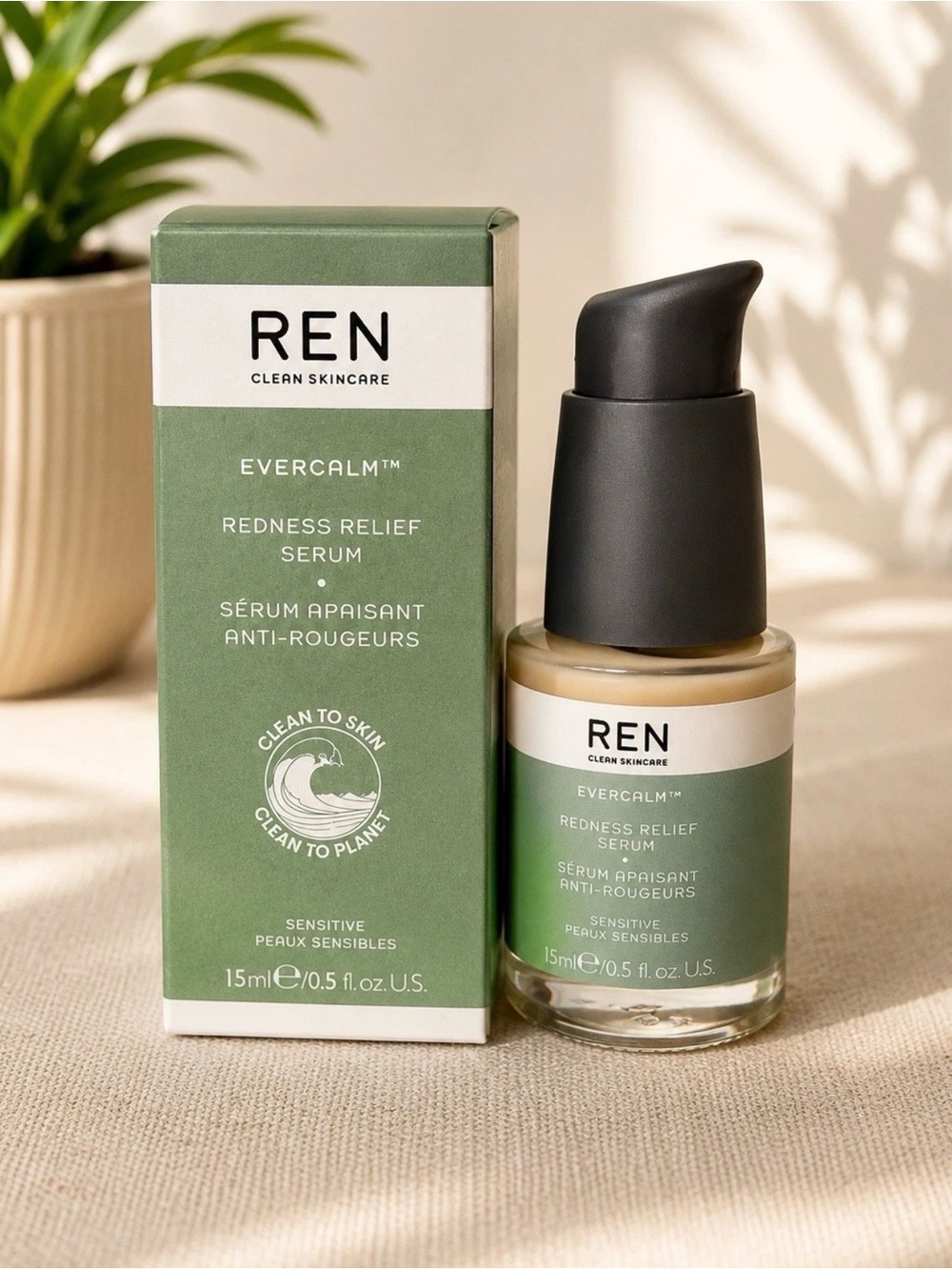 REN Clean Skincare Evercalm Redness Relief Serum 0.5 Oz 15 ml Sensitive Skin